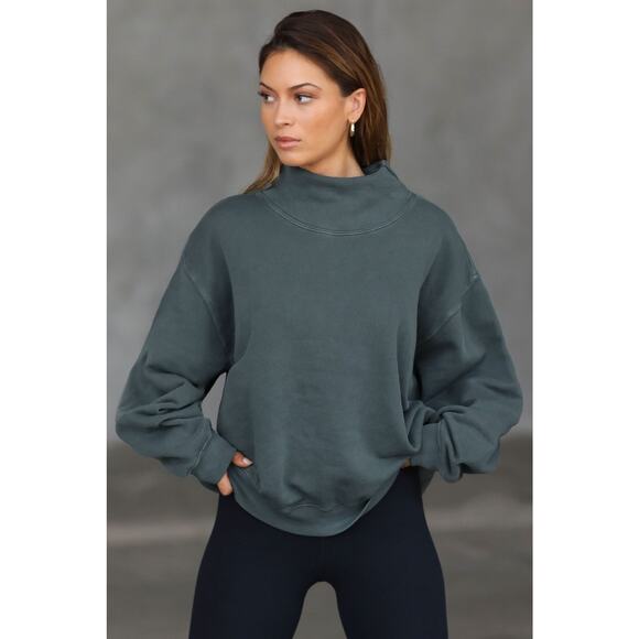 Joah Brown Turtleneck Sweatshirt Evergreen French Terry - S/M - Picture 4 of 4
